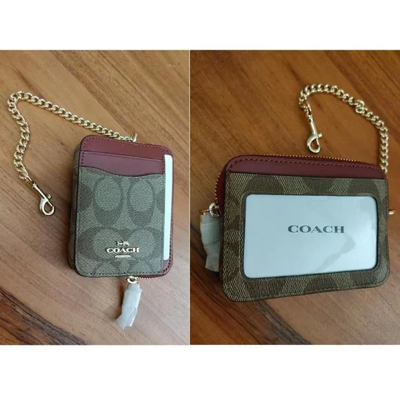 COACH SIGNATURE THICK CARD HOLDER WITH COIN PURSE WITH RED DESIGN - Picture 3 of 4